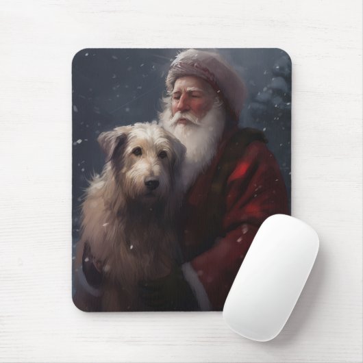 Wolfhound met Sinterklaas Feestelijke Kerstmis Muismat (Met muis)