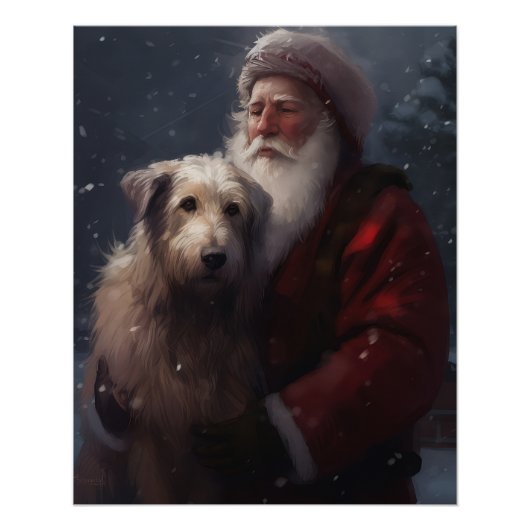 Wolfhound met Sinterklaas Feestelijke Kerstmis Perfect Poster (Voorkant)