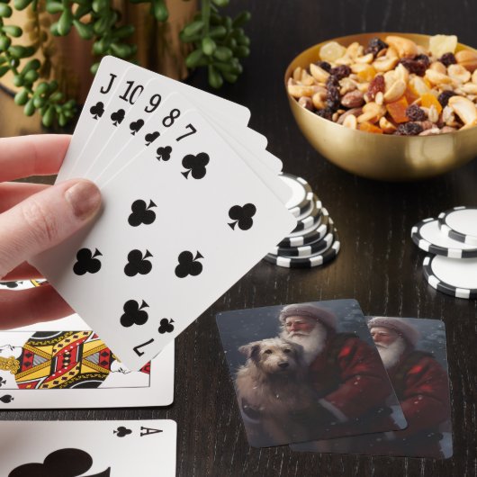 Wolfhound met Sinterklaas Feestelijke Kerstmis Pokerkaarten (Insitu)