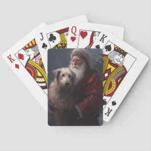 Wolfhound met Sinterklaas Feestelijke Kerstmis Pokerkaarten