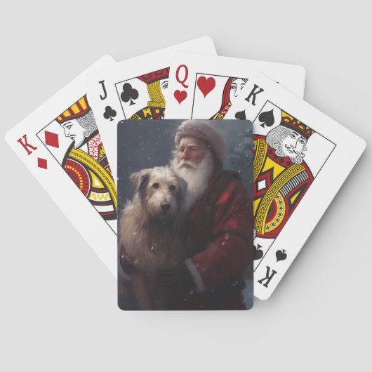 Wolfhound met Sinterklaas Feestelijke Kerstmis Pokerkaarten (Achterkant)