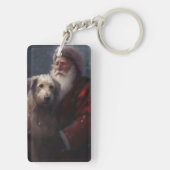 Wolfhound met Sinterklaas Feestelijke Kerstmis Sleutelhanger (achterkant)