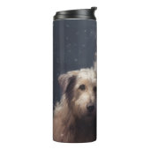 Wolfhound met Sinterklaas Feestelijke Kerstmis Thermosbeker (Gedraaid links)