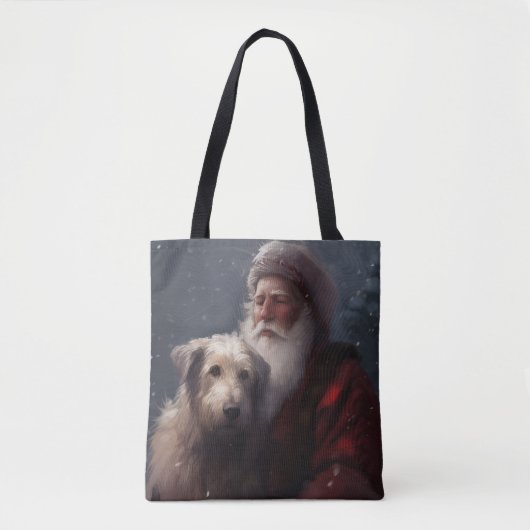 Wolfhound met Sinterklaas Feestelijke Kerstmis Tote Bag (Voorkant)