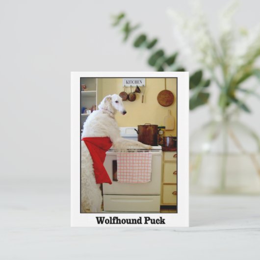 Wolfhound Puck Briefkaart (Staand voorkant)