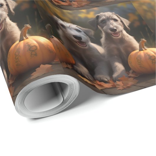Wolfhound Puppy Herfst Delight Pompoen Cadeaupapier (Rol Hoek)