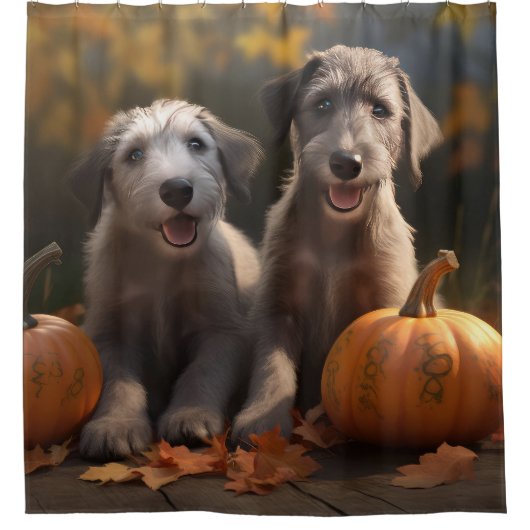 Wolfhound Puppy Herfst Delight Pompoen Douchegordijn (Voorkant)