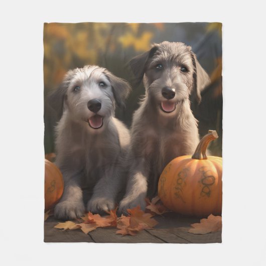 Wolfhound Puppy Herfst Delight Pompoen Fleece Deken (Voorkant)