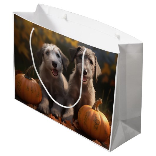Wolfhound Puppy Herfst Delight Pompoen Groot Cadeauzakje (Achterkant Gekanteld)