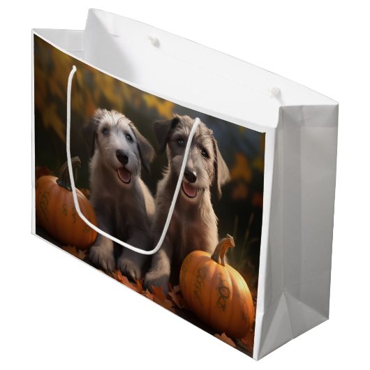 Wolfhound Puppy Herfst Delight Pompoen Groot Cadeauzakje (Voorkant Gekanteld)