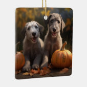 Wolfhound Puppy Herfst Delight Pompoen Keramisch Ornament (Rechts)