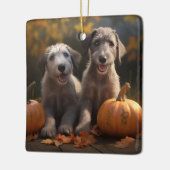 Wolfhound Puppy Herfst Delight Pompoen Keramisch Ornament (Links)