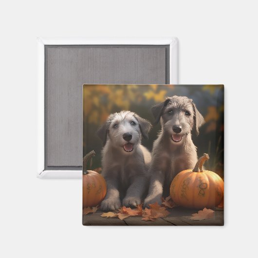 Wolfhound Puppy Herfst Delight Pompoen Magneet (Voorkant / Achterkant)