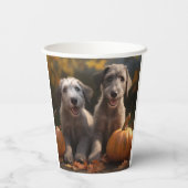 Wolfhound Puppy Herfst Delight Pompoen Papieren Bekers (Achterkant)