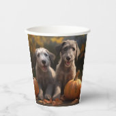 Wolfhound Puppy Herfst Delight Pompoen Papieren Bekers (Voorkant)