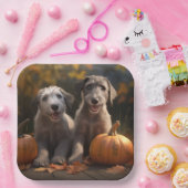 Wolfhound Puppy Herfst Delight Pompoen Papieren Bordje (Feest)