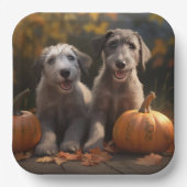 Wolfhound Puppy Herfst Delight Pompoen Papieren Bordje (Voorkant)