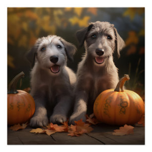 Wolfhound Puppy Herfst Delight Pompoen Perfect Poster