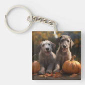 Wolfhound Puppy Herfst Delight Pompoen Sleutelhanger (Voorkant)