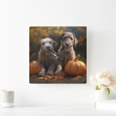 Wolfhound Puppy Herfst Delight Pompoen Vierkante Klok (Huis)