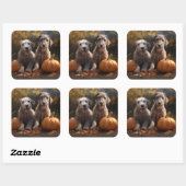 Wolfhound Puppy Herfst Delight Pompoen Vierkante Sticker (Vel)