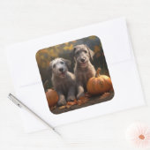 Wolfhound Puppy Herfst Delight Pompoen Vierkante Sticker (Envelop)