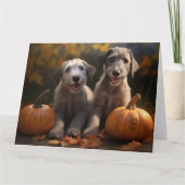 Wolfhound Puppy Herfst Plezier Pompoen Kaart (Voorkant)