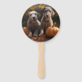 Wolfhound Puppy Herfstpracht Pompoen Handwaaier (Achterkant)