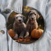 Wolfhound Puppy Herfstvreugde Pompoen Ronde Button 6,0 Cm (In situ)