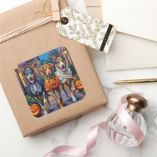 Wolfhound Trick-or-Treating Halloween Kostuums Vierkante Sticker