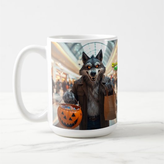 Wolfie Goes Shopping Mug Koffiemok (Links)