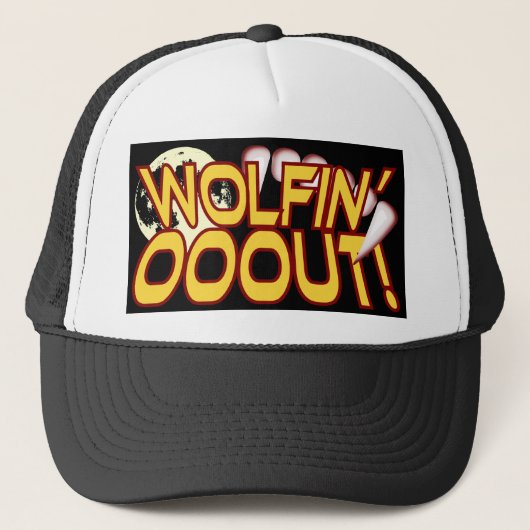 WOLFIN UIT! Weerwolf Volle Maan Trucker Pet (Voorkant)