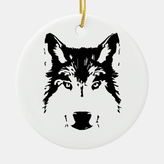 Wolfkop Keramisch Ornament (Voorkant)