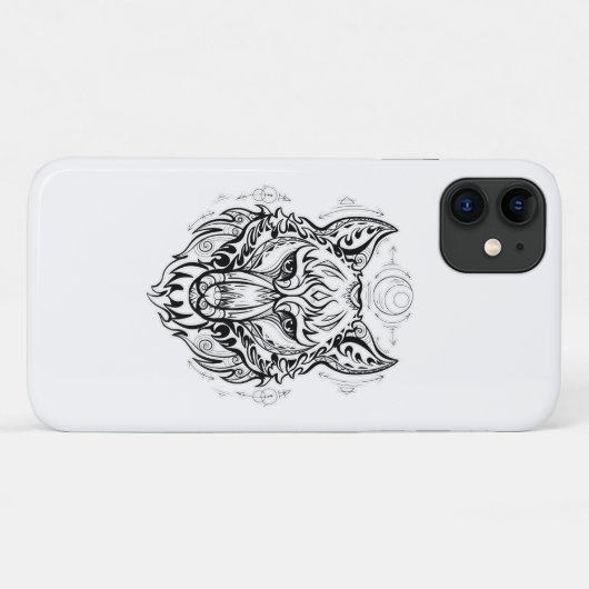 Wolfkop met etnische versieringen Case-Mate iPhone case (Achterkant (horizontaal))
