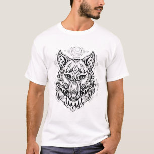 Wolfkop met etnische versieringen t-shirt