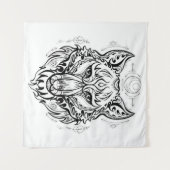 Wolfkop met etnische versieringen wandkleed (Voorkant (horizontaal))