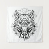 Wolfkop met etnische versieringen wandkleed (Voorkant)