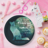 Wolfliefhebbers, donker blauwgroen esthetisch gebr papieren bordje (Feest)