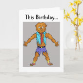 Wolfman Birthday Wishes Card Kaart (Gele Bloem)
