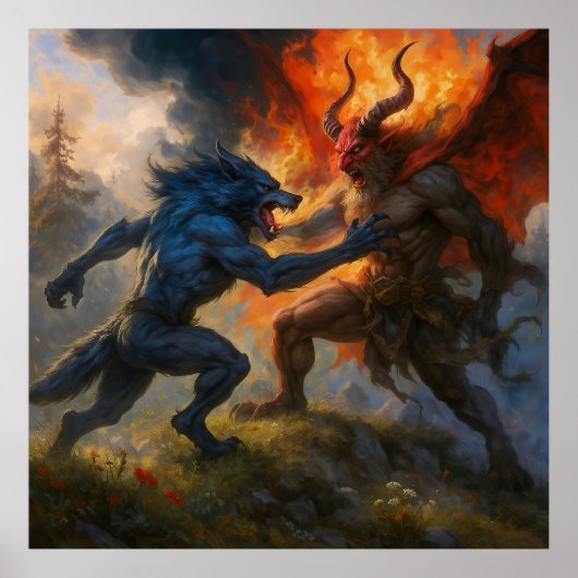 Wolfman Meets Krampus Poster (Voorkant)