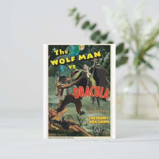 WOLFMAN VS DRACULA van Philip J. Riley Briefkaart (Staand voorkant)