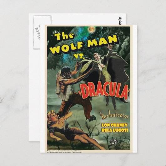 WOLFMAN VS DRACULA van Philip J. Riley Briefkaart (Voorkant / Achterkant)