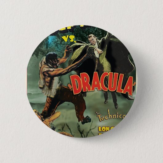 WOLFMAN VS DRACULA van Philip J. Riley Ronde Button 5,7 Cm (Voorkant)