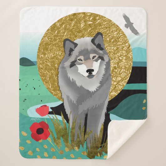 WOLFMOON AURA Sherpa Blanket -3 SIZES Deken (Voorkant)