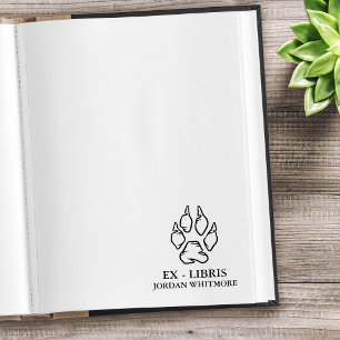 Wolfpootafdruk Ex Libris Aangepaste naam Rubberstempel