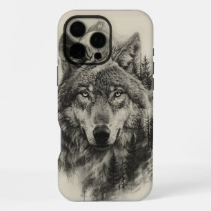 Wolfportret in een rustig bos iPhone 16 pro max hoesje
