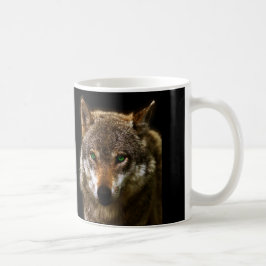 Wolfprofiel met groene ogen ~ bewerkbare achtergro koffiemok