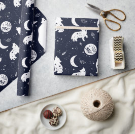 Wolfpup die naar de maan huilt Inpakpapier Set