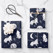 Wolfpup die naar de maan jankt inpakpapier set
