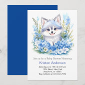 Wolf's Blue Blissful Woodland Boy Baby shower Kaart (Voorkant / Achterkant)